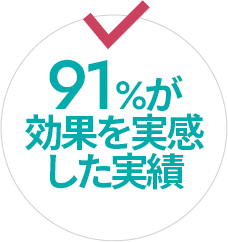 91%が効果を実感した実績