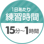 1日あたり練習時間:15分～1時間