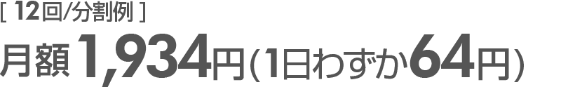 月額1,934円(1日わずか64円)12回分割例